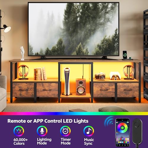 TV Stand for TVs up to 80 Inch, Media Console, 71'' Rustic Brown, view 8