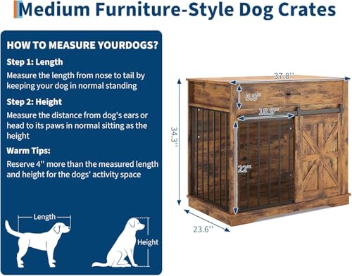 37.8" Dog Crate Furniture Indoor Dog Kennel Decorative Dog Cage, view 7