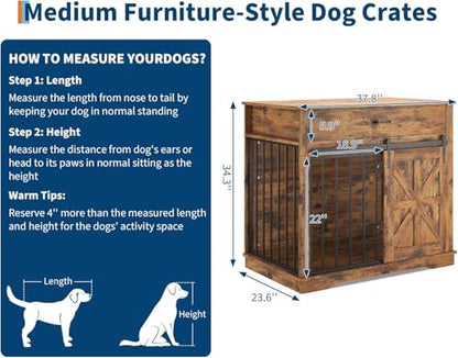 37.8" Dog Crate Furniture Indoor Dog Kennel Decorative Dog Cage, view 7
