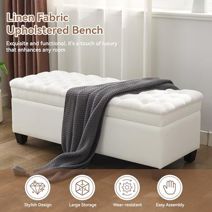 51" Fabric Storage Ottoman Bench, view 7