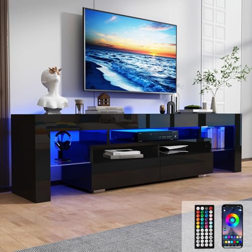 70in TV Stand for 75/80 inch TV, Modern LED TV Stand for Living Room, view 2