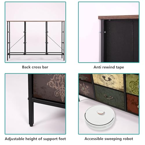 Dresser for Bedroom with 9 Deep Fabric Drawers, Wide TV Stand, view 6