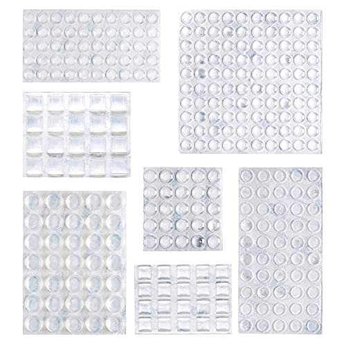 Cabinet Door Bumpers, Clear Self Adhesive Pads for Surface Protection, Noise Reduction and Sound Dampening, Rubber Stoppers for Drawers and Cupboards, 300-Piece, 6.9 x 4.5 x 0.6 inch