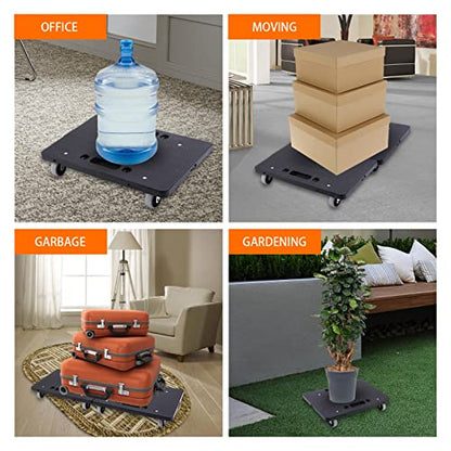 Furniture Dolly,Furniture Movers Dollys with Wheels,16in-11in 500lbs Capacity,Moving Dolly 4 Wheels Heavy Duty,4 Wheels Small Flat Dolly, 2 Pack, Black