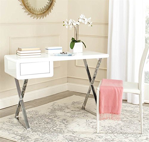 Safavieh Home Collection Hanover Desk, White/Chrome