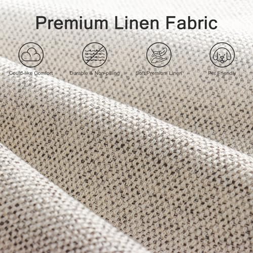Oversized 85" Deep Seat Sofa, Modern Couches for Living Room, 3 Seater Natural Linen Sofa, Upholstered Cushion & Detachable Cover, Comfy Sofa Couch for Apartment, Oatmeal