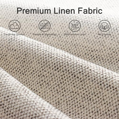 Oversized 85" Deep Seat Sofa, Modern Couches for Living Room, 3 Seater Natural Linen Sofa, Upholstered Cushion & Detachable Cover, Comfy Sofa Couch for Apartment, Oatmeal
