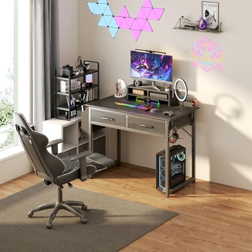 DLisiting 32 Inch Small Desk with Drawers, Black, view 5