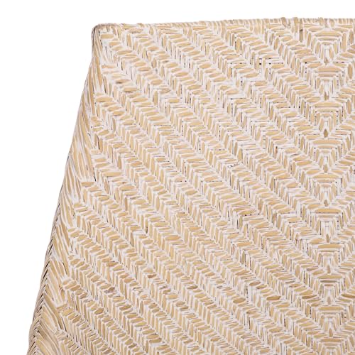 SAFAVIEH Home Collection – Rikan White Washed Rattan Arm Chair with Ivory Seat Cushion, Modern Curved Silhouette, Fully Assembled (ACH4907A)