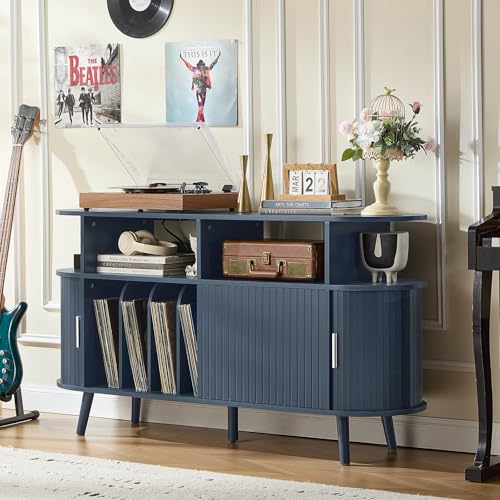 Extra Large Round Record Player Stand with Charging Station, view 6