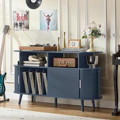 Extra Large Round Record Player Stand with Charging Station, view 6