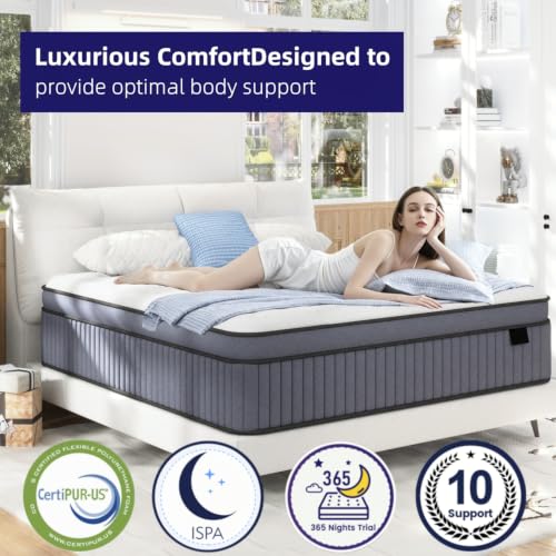 Twin Size Mattress, 12 Inch Hotel Level Hybrid Mattress in a Box, Medium, view 3