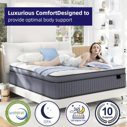 Twin Size Mattress, 12 Inch Hotel Level Hybrid Mattress in a Box, Medium, view 3