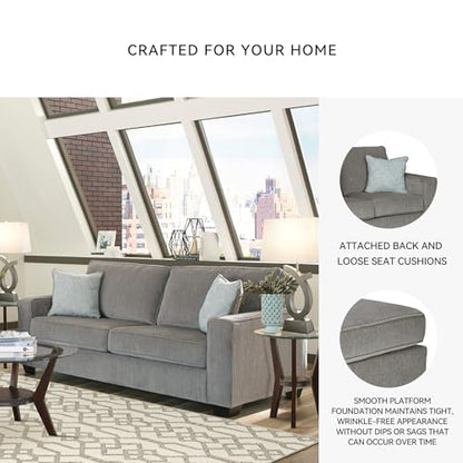 Signature Design by Ashley Altari Sofa, Couches for Living Room with 2 Accent Pillows, Chenille Fabric Upholstery, Anti-Sag Platform Foundation for Daily Use, Alloy Light Gray, 85 Inches