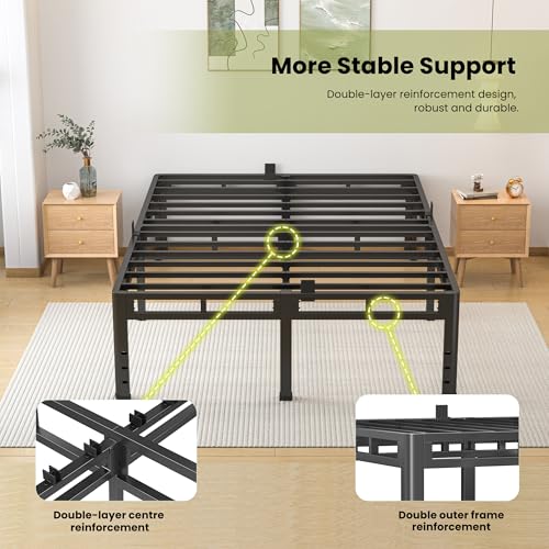 2-in-1 King Size Metal Platform Bed Frame, 20 Inch Heavy Duty Bed Base, view 6