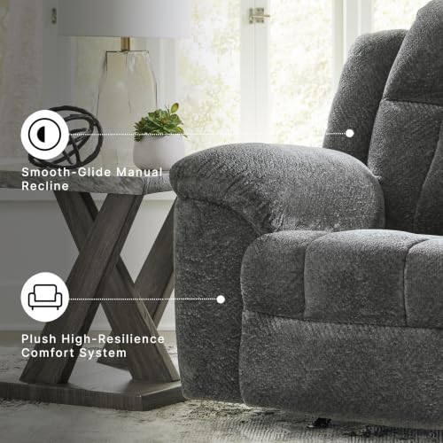 Signature Design by Ashley Frohn Contemporary Manual Reclining Sofa, Gray
