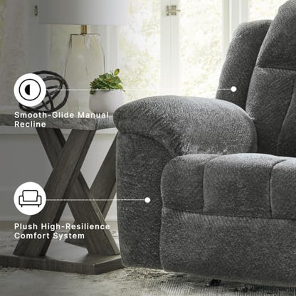 Signature Design by Ashley Frohn Contemporary Manual Reclining Sofa, Gray