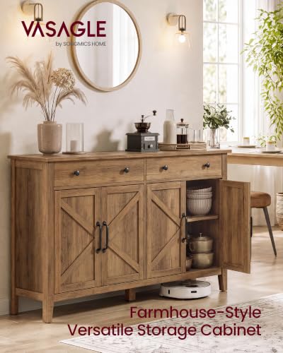 Farmhouse Buffet Cabinet, Coffee Bar with 2 Drawers, view 5