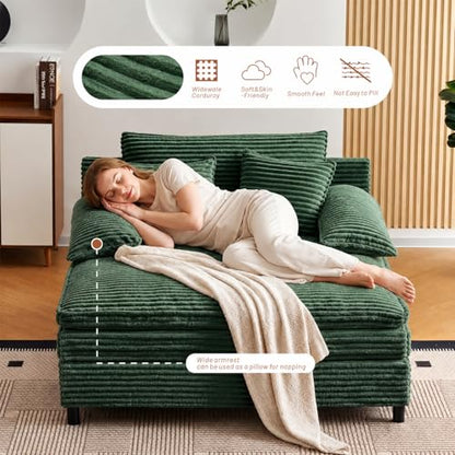 55" W Reclining Chaise Lounge Chair Indoor with 4-Gear Adjustable Backrest, view 5