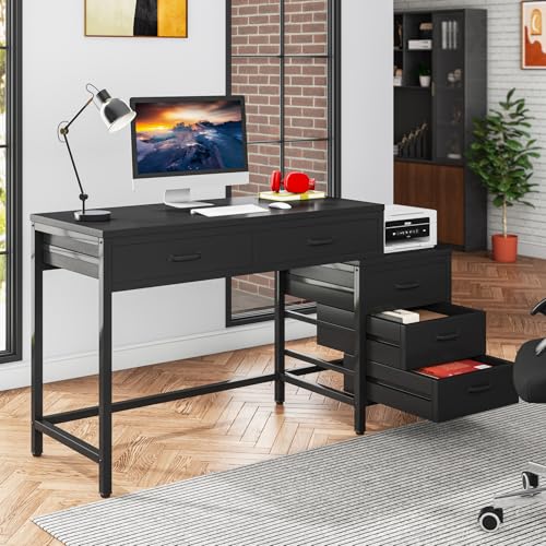 Computer Desk with 5 Drawers, Reversible Home Office Desks, view 4