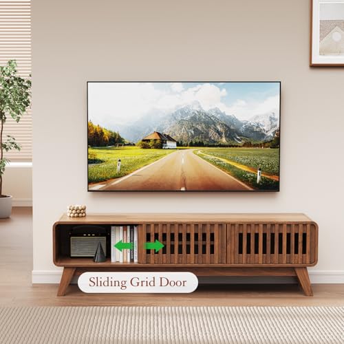 59 Inch Mid Century Modern TV Stand for 65 Inch TV (Walnut), view 6