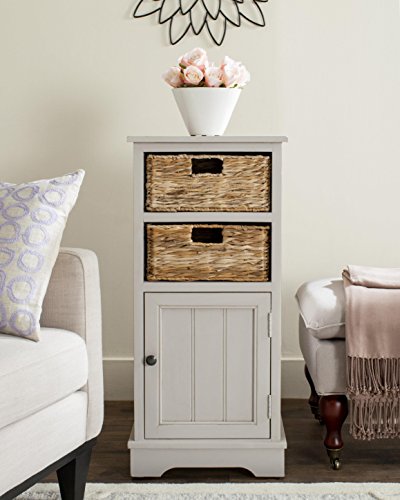 SAFAVIEH Furniture - Connery 2-Basket Cabinet - Cherry - Solid Wood - Farmhouse Storage Design - Ideal for Living Room, Entryway, Home Office, 16" W x 12" D x 35" H - Fully Assembled (AMH5742C)