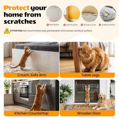 200" x 16.5" Anti Cat Scratch Furniture Protector, Single-Sided Sticky Couch Protector from Cats Claws, Couch Corner Guard Under Pet Claws, Thicken Viny Flexible Scratch Deterrent Tape