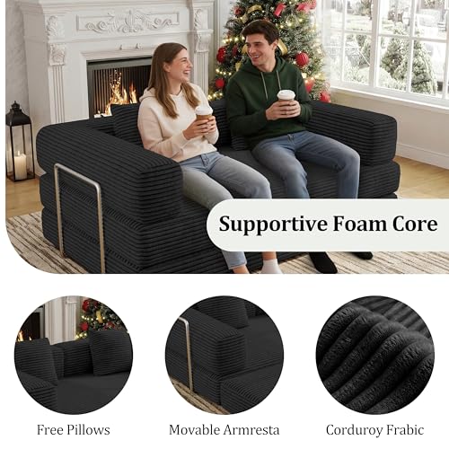 59 Inch Convertible Sofas Bed, 5-in-1 Futon Sofa Pull Out Sleeper Couch, view 6