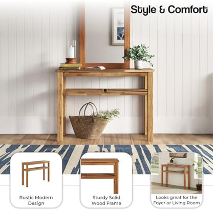 Tiburon Shelf Console Table, Brown