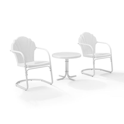 Crosley Furniture KO10011WH Tulip Retro Metal 3-Piece Seating Set (2 Chairs and Side Table), White