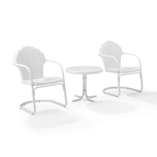 White retro metal 3 piece patio seating set