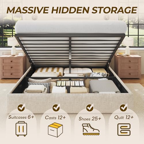 Queen Size Lift Up Storage Bed Frame, view 4