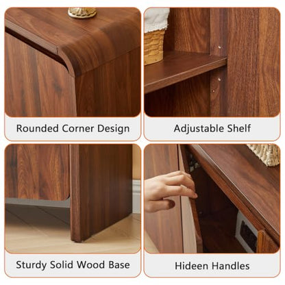 63" Sideboard Buffet Cabinet with Storage, Mid Century Modern Walnut, view 7