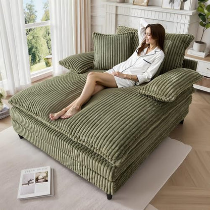 55" W Oversized Chaise Lounge Sofa Couch with 5-Position Adjustable Backrest, view 2