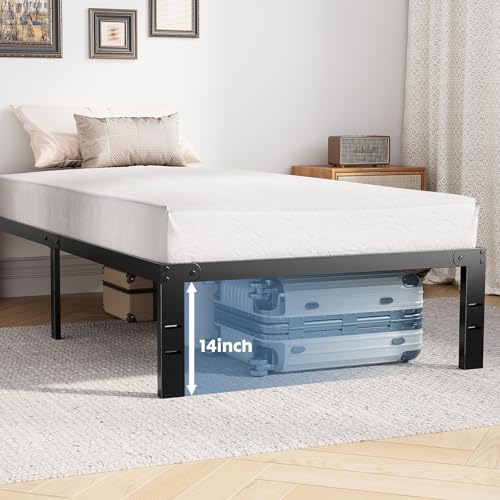 Twin bed frame, platform base, 14 inch height, view 7