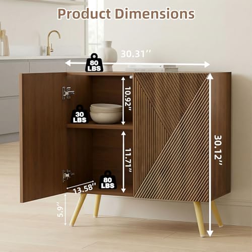 DHZ Fluted Sideboard Buffet Cabinet, view 3