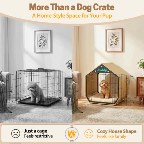 25.5" Furniture Style Crates, Wooden Indoor Kennel for Small Dogs, view 3