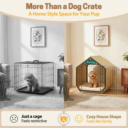 25.5" Furniture Style Crates, Wooden Indoor Kennel for Small Dogs, view 3