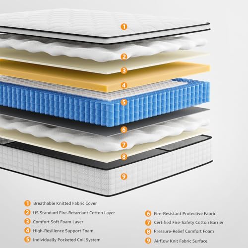 Twin 10 Inch Hybrid Mattress in a Box, Balanced Medium Feel, view 4