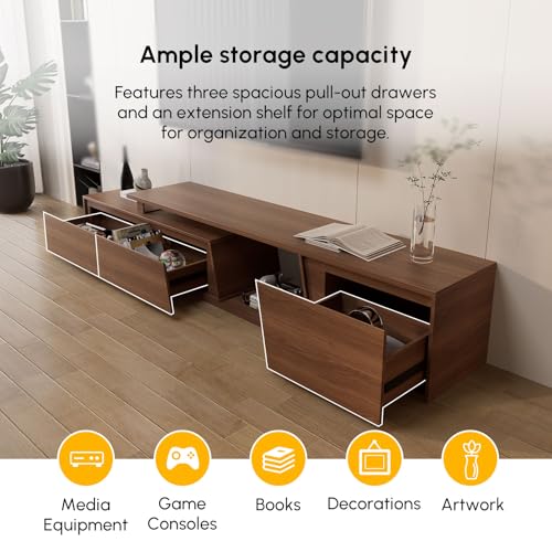 Extendable TV Stand, Walnut Media Console, view 6