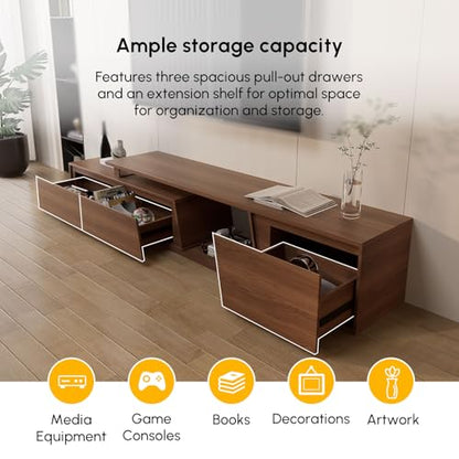 Extendable TV Stand, Walnut Media Console, view 6