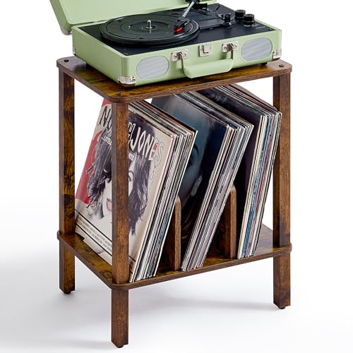 2-Tier Record Player Stand for Vinyl Records Storage End Table, view 2