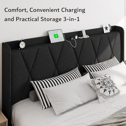 King Size Bed Frame with 4 Storage Drawers, view 4