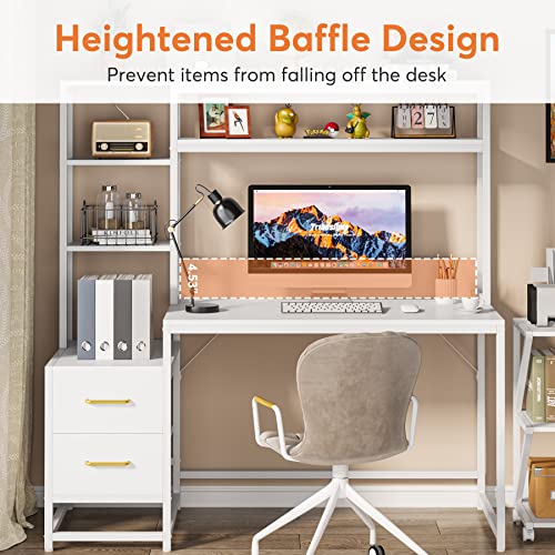 Tribesigns 55 Inch Computer Desk with 2 Drawers and Storage Shelves, view 7