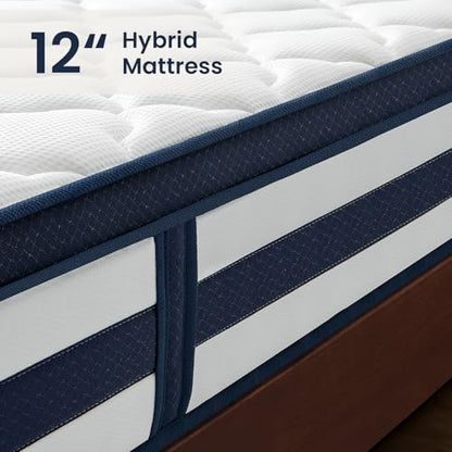 Full Mattress, 12 Inch Gel Memory Foam Sprung Hybrid Mattress, view 6