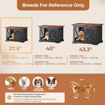 27.5" Dog Crate Furniture with Sliding Doors for Small Dogs Up to 20 lbs, view 6