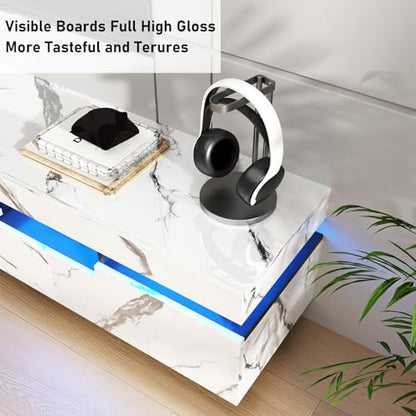 70IN White TV Stand for 75/80 inch TV, Modern LED TV Stand for Living Room, view 6