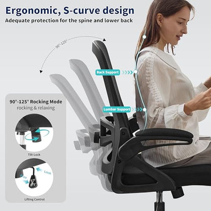 Ergonomic Office Chair Desk Chair with Adjustable Lumbar Support, view 6