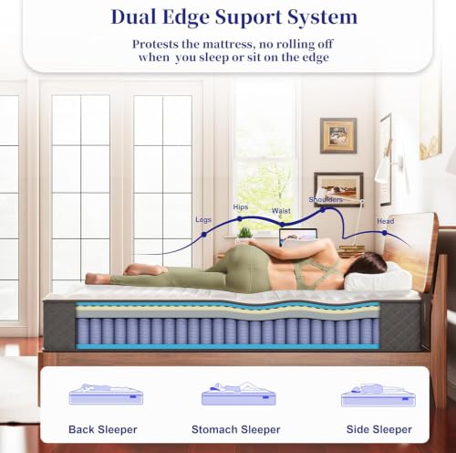 Full Mattress, 10 Inch Full Size Medium Firm Hybrid Mattress in a Box, view 3