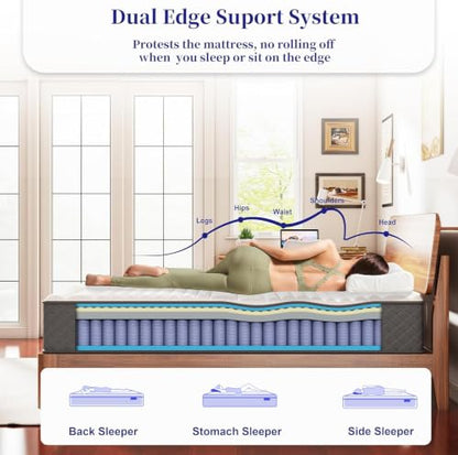 Full Mattress, 10 Inch Full Size Medium Firm Hybrid Mattress in a Box, view 3